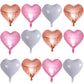 Rose Gold Heart Shaped Balloons Pack Of 12,18 Inch White Love Valentine Balloons Pink Heart Romantic Balloons For Valentines Day