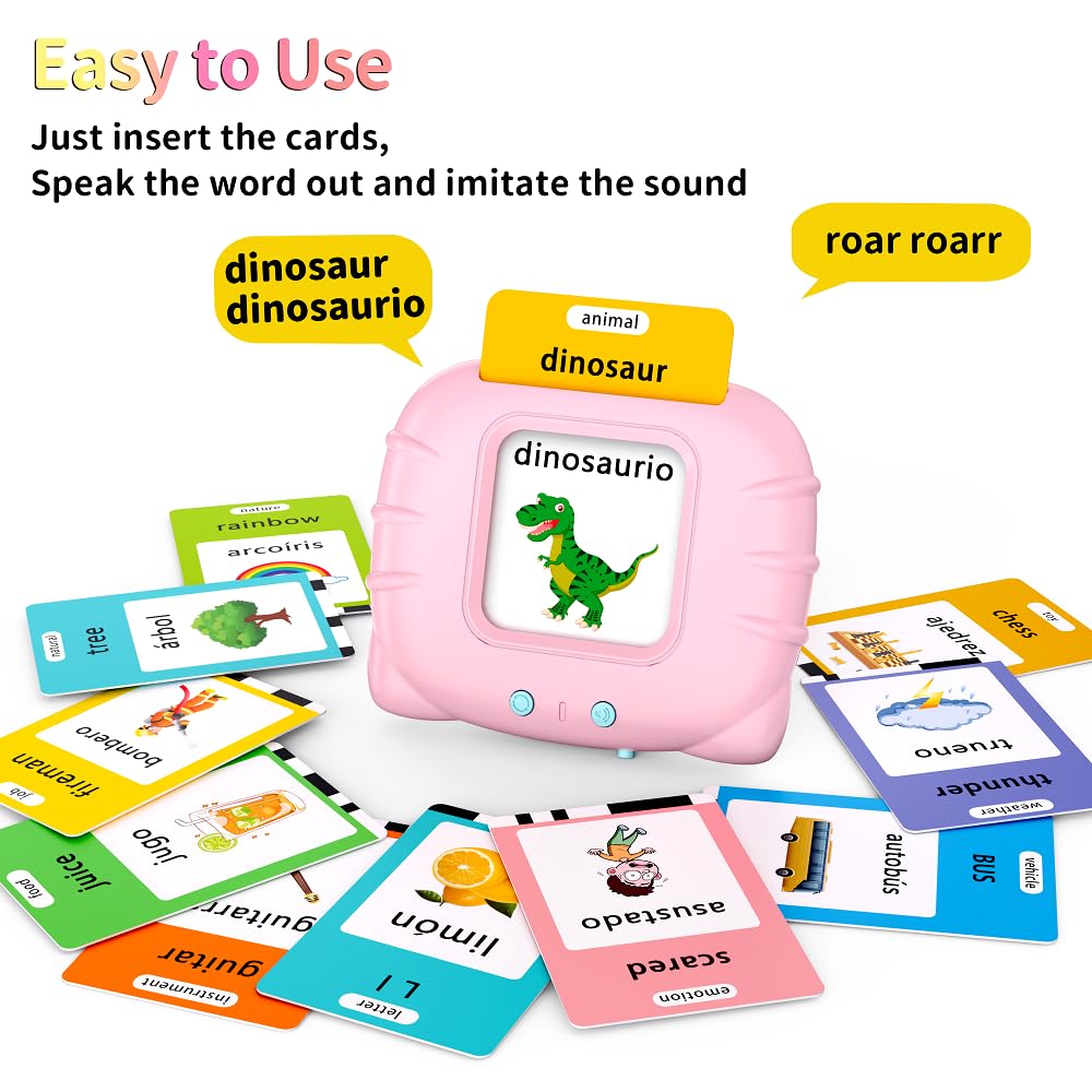 Eaever Bilingual Educational Toys, Spanish English 520 Sight Words Talking-Flash-Cards, Preschool-Learning-Activities, Montessor