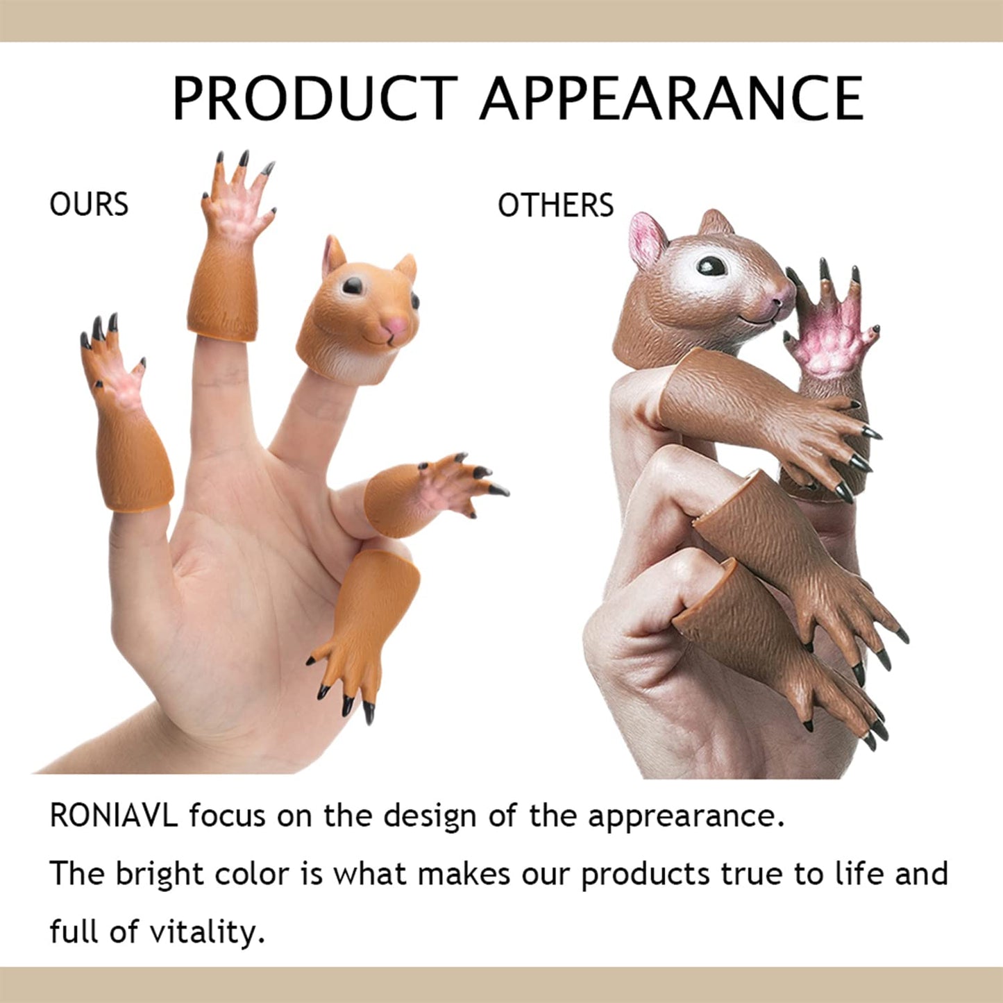 Roniavl Animal Squirrel Finger Puppet Funny Toys, Puppet Show Theater Props, Sridiculous Weird Gag Gift Soft Odourless