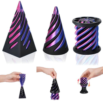 Impossible Cone (3PCS)  3D Printed Spiral Cone Fidget Toy  Impossible Pyramid Passthrough Sculpture  Mini Stress Relief Desktop Decorations Toy for Kids mature-themed Gift (Laser Purple Blue)