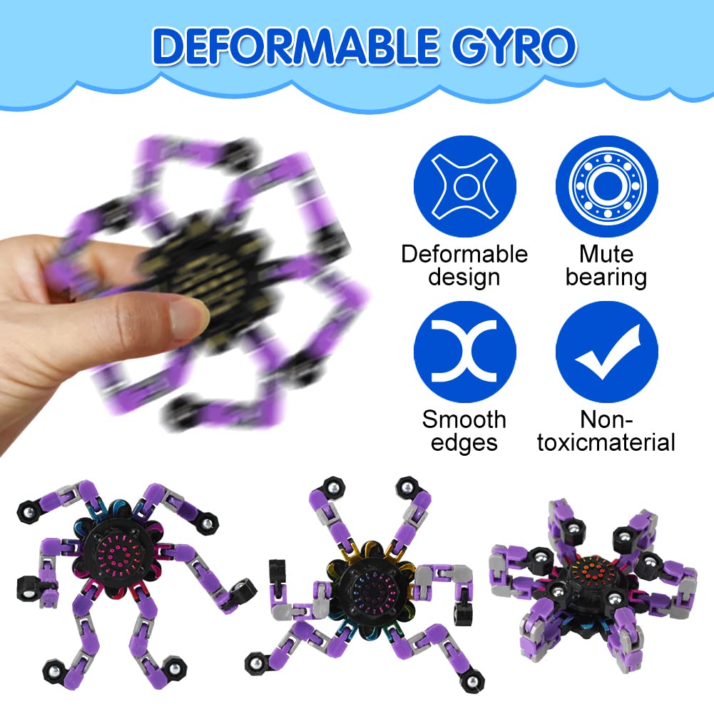 16 Pack Fidget Spinners Deformable Stress Relief Sensory Toy Robot Spinner Diy Mechanical Spiral Twister Creative Chain Gyro Toy For Goodie Bag Stuffers Party Favors Gift Prizes Novely Anxiety Toys