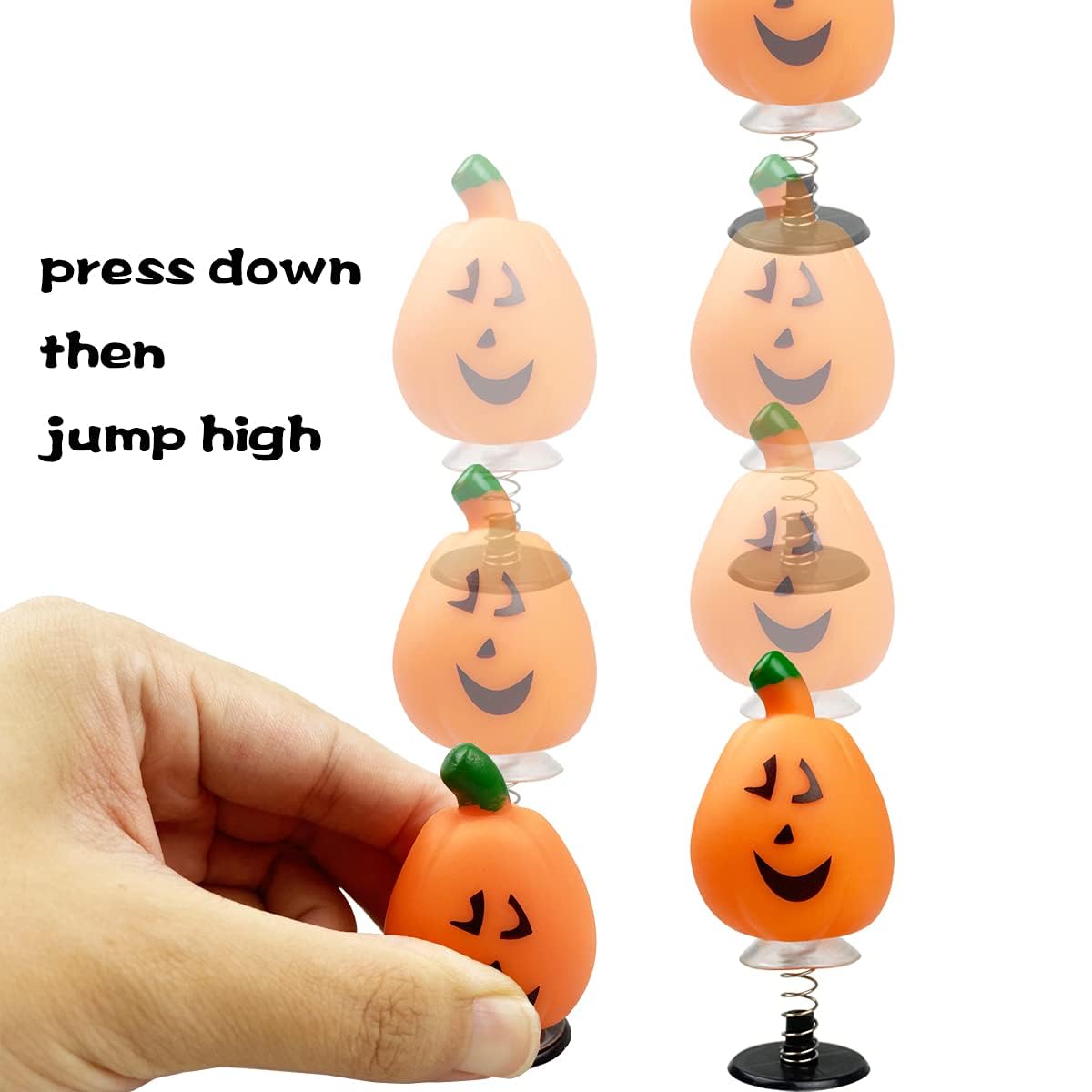 QINGQIU 24 PCS Halloween Jumping Popper Toys Spring Launchers for Kids Boys Girls Halloween Party Favors Halloween Treat Bags Gi