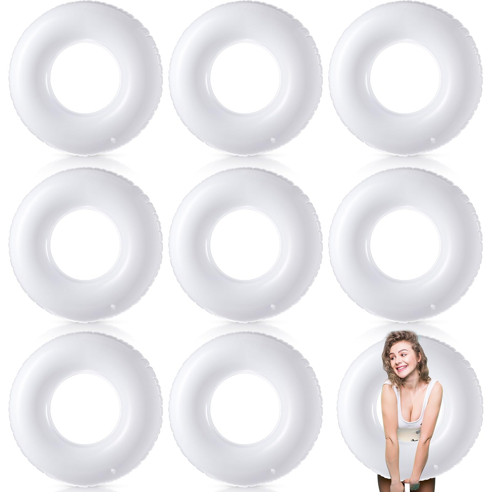 Gemscream 8 Pcs Large Inflatable Pool Float 36 Inches Swimming Ring Pool Floats Adult Inflatable Tube for Summer Vacation Beach 