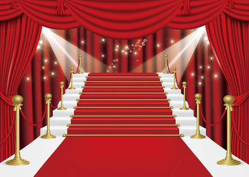 Inrui Red Curtain Stage Photography Background Red Carpet Film Red Curtain Stars Celebrity Party Banner Backdrop (10X8Ft)