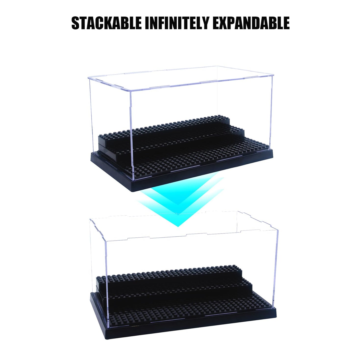 Wmm Minifigure Display Case For Action Figures Blocks, Dustproof Acrylic Display Box Storage With 3 Movable Steps For Collection Models Minifigures, Bricks Blocks Toys
