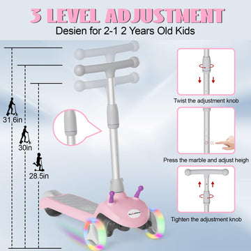 Scoothop Electric Scooter For Kids Ages 3-8, 3-Wheel Electric Scooter, Kids Electric Scooter With Led Light-Up Wheels, 3 Height