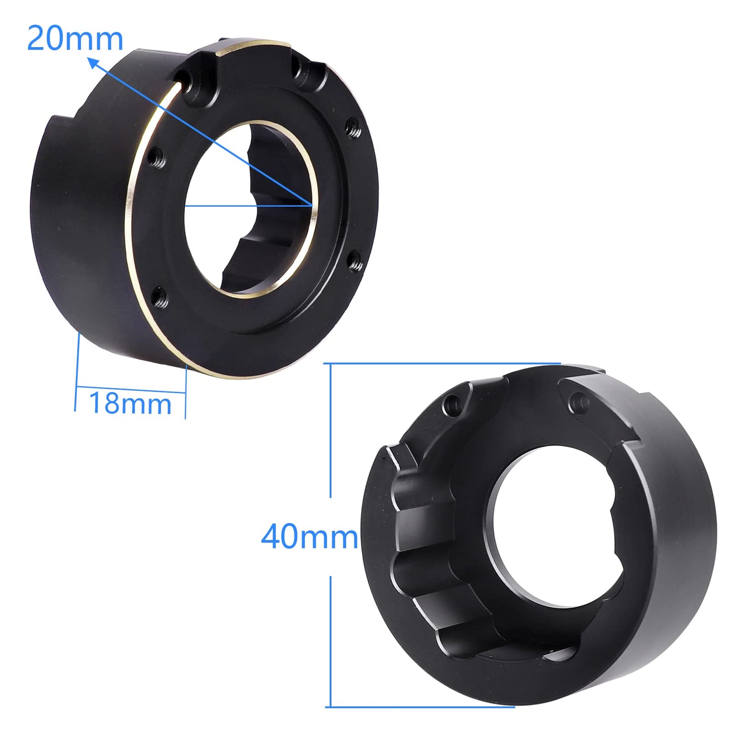 HobbyPark Front and Rear Heavy Brass Outer Portal Covers Weights for TRX4 Upgrades fit TRX-6 Crawler, 73.5g/Each (4-Pack)