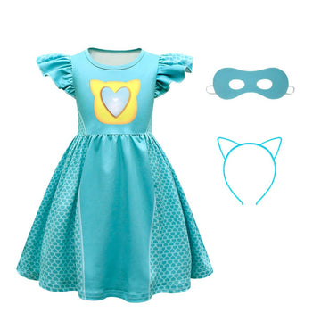 Acoiay Halloween Costumes For Little Girls Casual Dress Party Dress Up Birthday Outfits Girl With Mask Headband Daily Clothes Kids 3-12 Years
