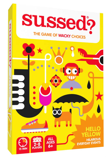 SUSSED Card Game - Wacky Choices for Kids & Families, Yellow, Cardstock, ALL SORTS - Perfect Travel Conversation Cards