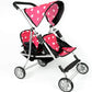 The New York Doll Collection My First Doll Twin Stroller, 18" Red Metal - Cute Heart Design for Girls