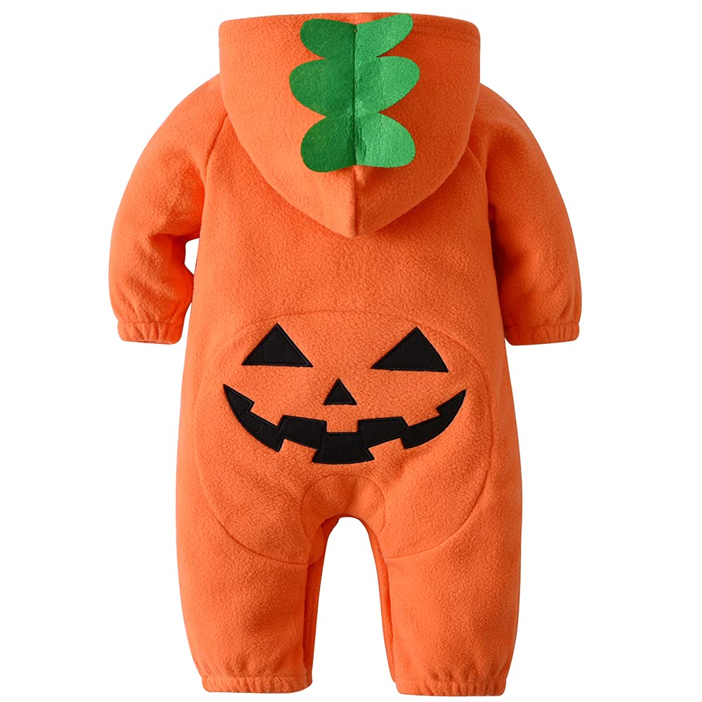 Acehcear Baby Pumpkin Costume Baby Halloween Costumes Kids Hooded Romper Orange Onesie Unisex 6-9 Months