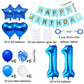 Huture 11 Birthday Party Supplies Blue Number 11 Foil Balloon Happy Birthday Banner Kit 11Th Birthday Decoration White Blue Late