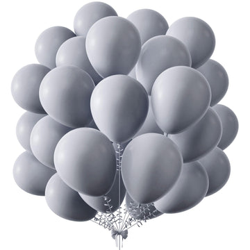 Kalor 12 Inch Gray Balloons, 50 Pcs Latex Helium Balloons For Kid'S Birthday Party, Baby Shower, Wedding, Graduate Party Decorations