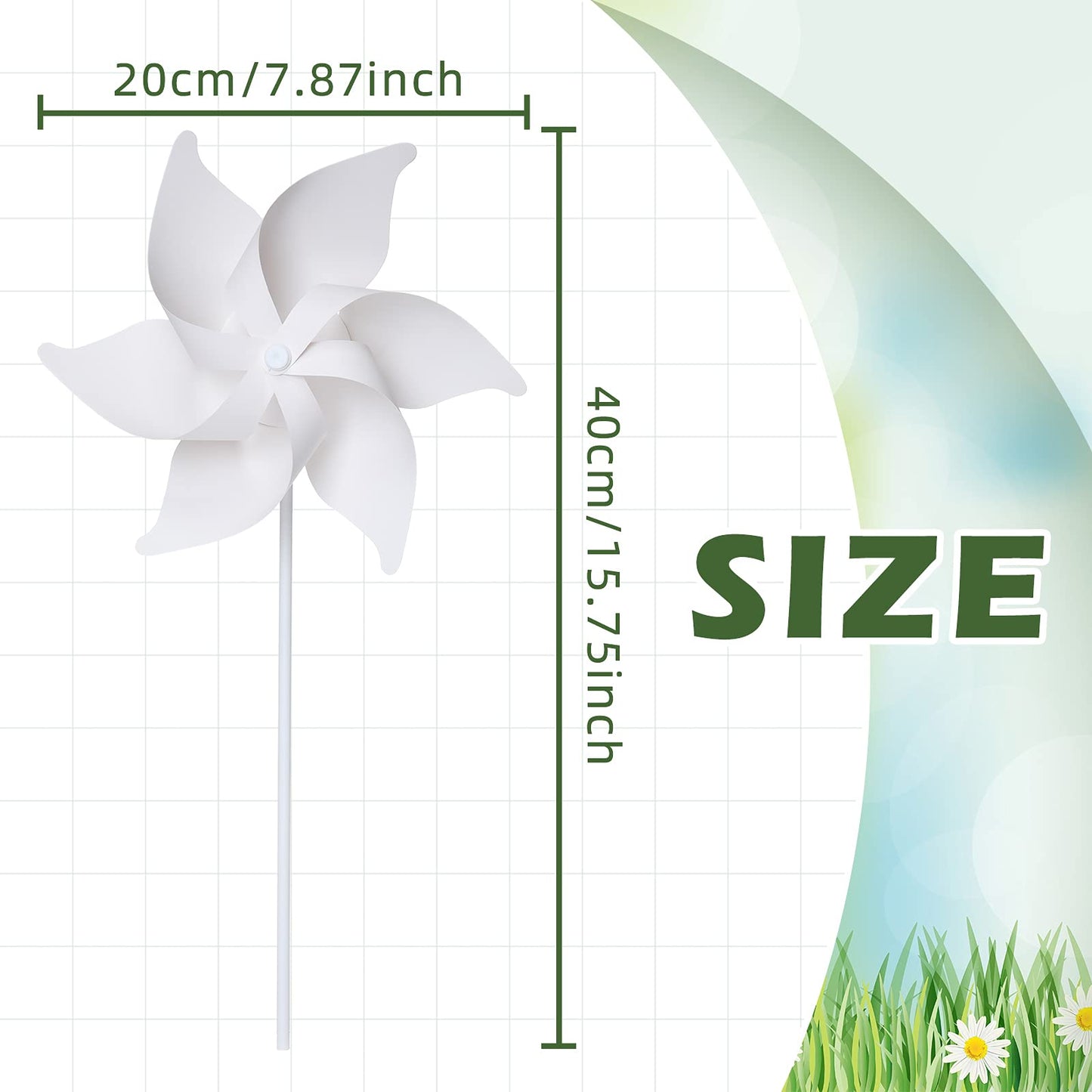 Juinipe DIY Pinwheels Craft for Kids Blank White Color Your Own Pinwheels Paper Craft Kits for Boys Girls Summer Activities Art