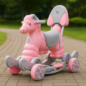 Fun Ride Musical Rocking Horse Ride On For Kids - Murphy Super 2-In-1 Horse Rocker And Ride On Toy With Backrest - Ideal Age - 1