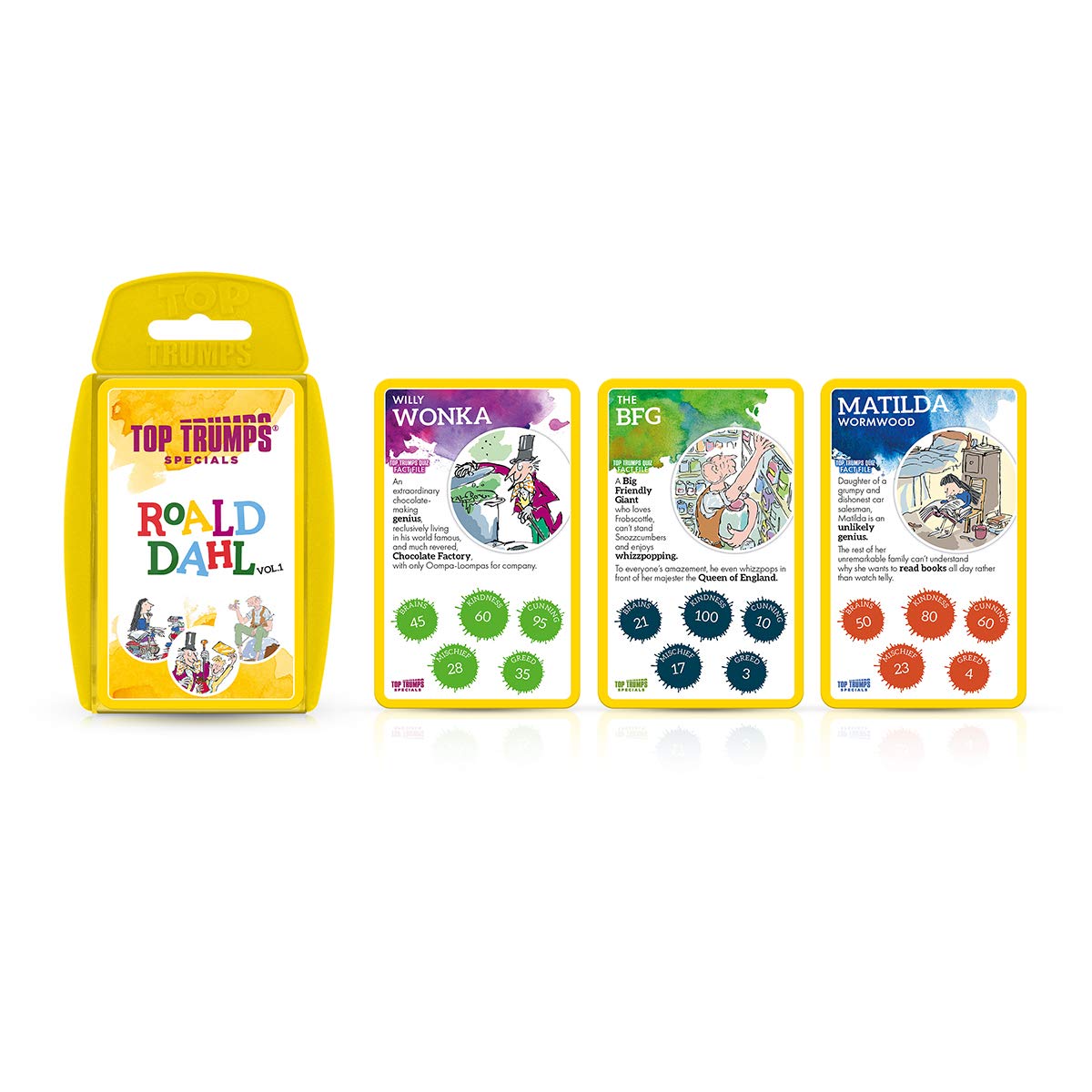 Top Trumps Roald Dahl Vol.1 Specials Card Game  Play with gloriumptious Characters from Matilda  The BFG  Charlie and The Chocolate Factory and Willy Wonka  Gifts for Boys and Girls Aged 6 Plus
