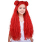Ufindcos Red Wig For Girls Long Wavy Red Wig For Child Long Curly Burgundy Wigs For Kids Natural Synthetic Wigs With Cap