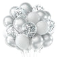 Neburora White And Silver Confetti Balloons 60Pcs 12Inch White Metallic Silver Confetti Balloons For Wedding Engagement Graduati