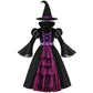 Yolsun Purple Witch Costume For Girls Bubble Sleeve Halloween Witch Dress For Kids (8-10 Years, Purple)