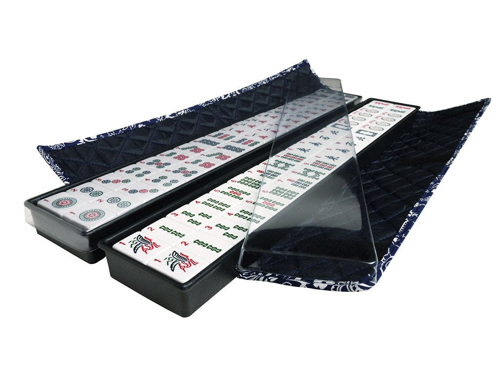 Linda Li American Mahjong Set - 166 Premium White Tiles, Blue Paisley Bag, Standard Size, Melamine, Model MJPAIS-BLUE