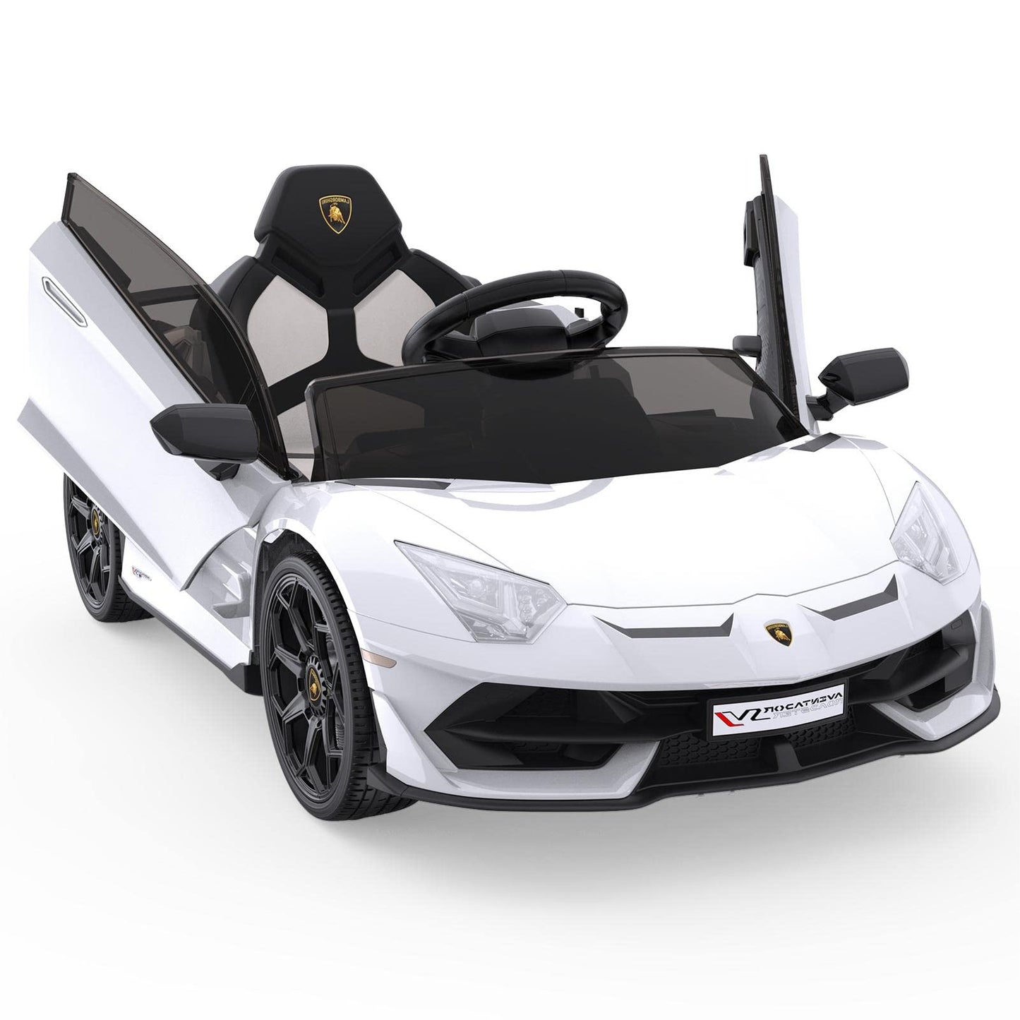 Hetoy Ride on Car for Kids 12V Licensed Lamborghini Electric Vehicles Battery Powered Sports Car with Control, 2 Speeds, Sound S