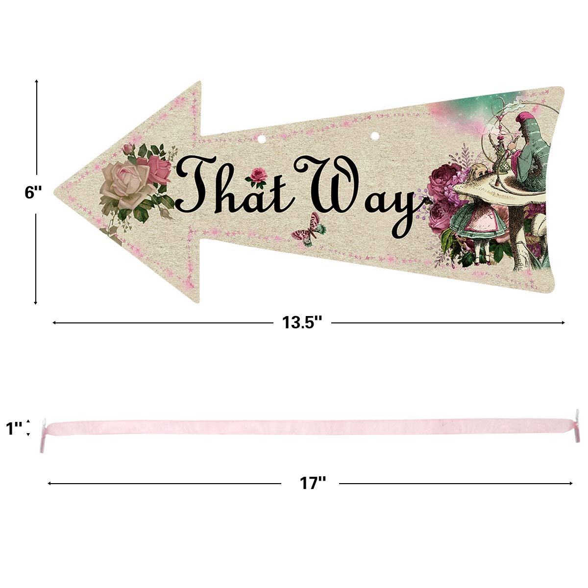 Truly Alice Arrow Hanging Signs Cutouts for Tea Party Decoration 10 Pcs