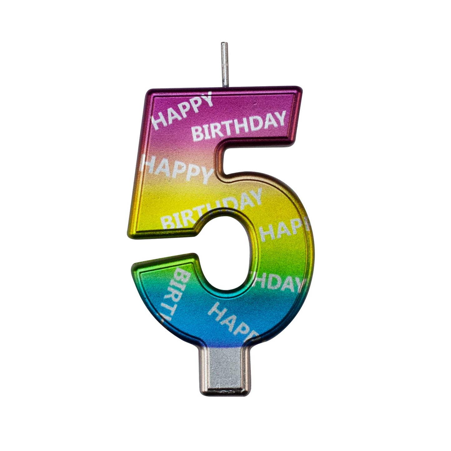 DERVENTA Birthday Candles Big Numbers MultiColored 3.7 inch Party Cake Topper 1 Piece (Number 5 Multi-Colored)