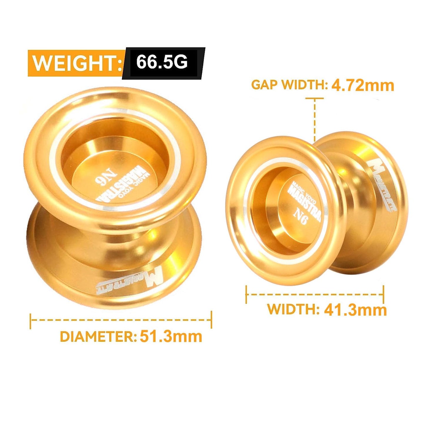 Magicyoyo Unresponsive Yoyo N6 Professional Alloy Yoyo Non-Responsive Yoyo With Yoyo Holster + 12 Strings+ Yoyo Glove Gift (Golden)
