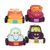 B. toys - Wheeee - ls Soft Pull - Back Cars - Set of 4 Baby & Toddler Vehicles - Fun & Colorful Animal Designs - Early Developme