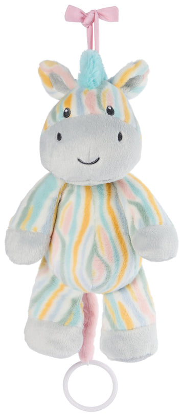 Gund Baby Safari Friends Zebra Pull-Down Musical Plush, Travel Friendly Sensory Toy With Stroller Loop For Ages 0 And Up, Rainbo