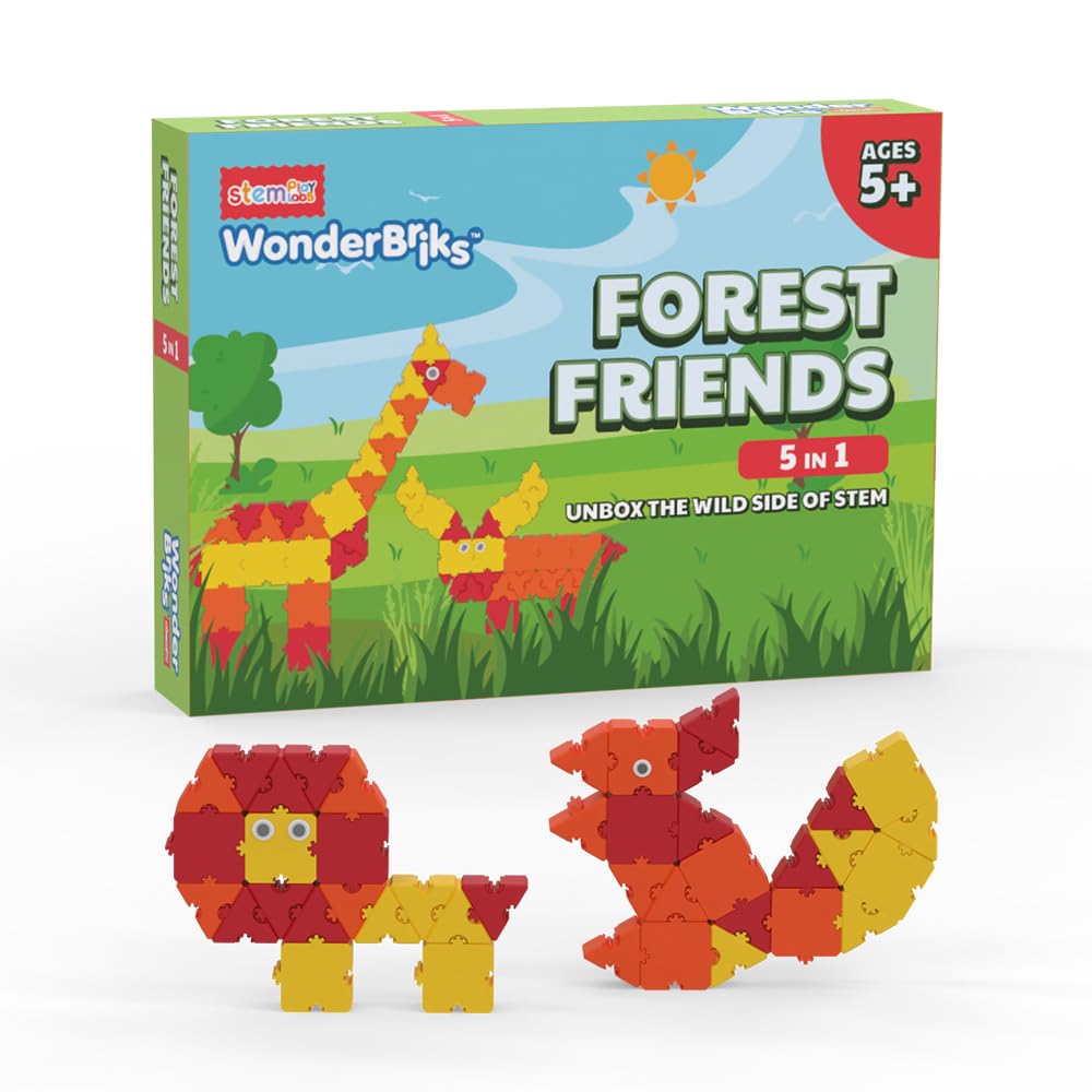 Wonder Briks  Forest Friends  Build 5 Forest Animals (Ages 5+, 5 In 1) By Stemplay Labs | Animal Lovers | Blocks  Early Learni