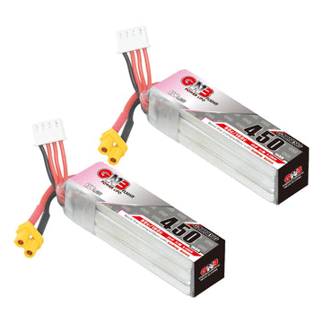 Gaoneng 2Pcs Gnb 3S 11.4V Hv 450Mah Lipo Battery Long Type 80C Xt30 Lihv High Voltage Brushless Fpv Drone Torrent 110 Betapfv Be
