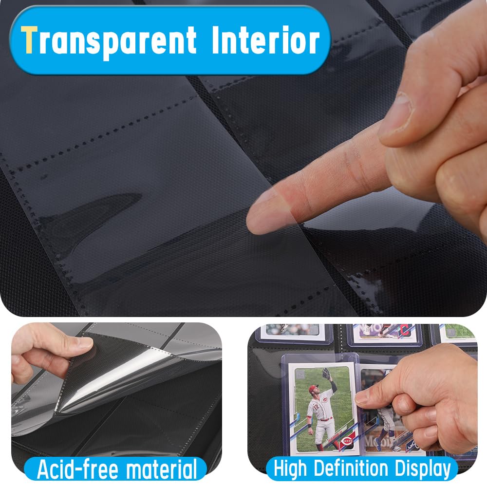 enhanced Top Loader Binder  Holds 288 Top Loaders 9-Pocket Toploader Binder with Sleeves for 3 x 4 Rigid Card Binder for Top Loader for Trading Cards or Sports Cards - Black