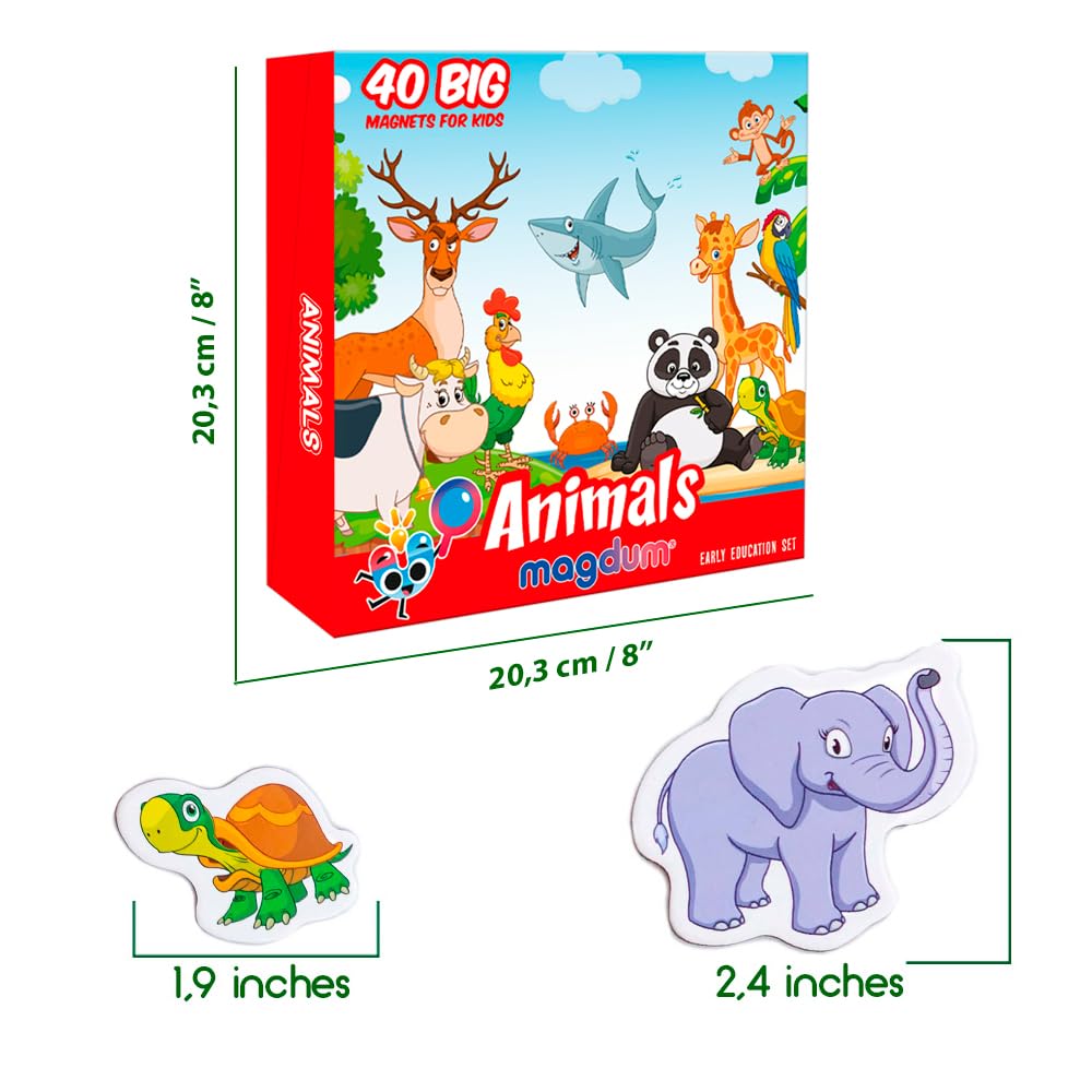 40 Fridge Magnets For Toddlers - Zoo And Farm Kids Magnets For Fridge - Toddler Magnets For Refrigerator - Magnetic Animals - Fridge Magnets For Kids - Animal Magnets - Toddler Fridge Magnets