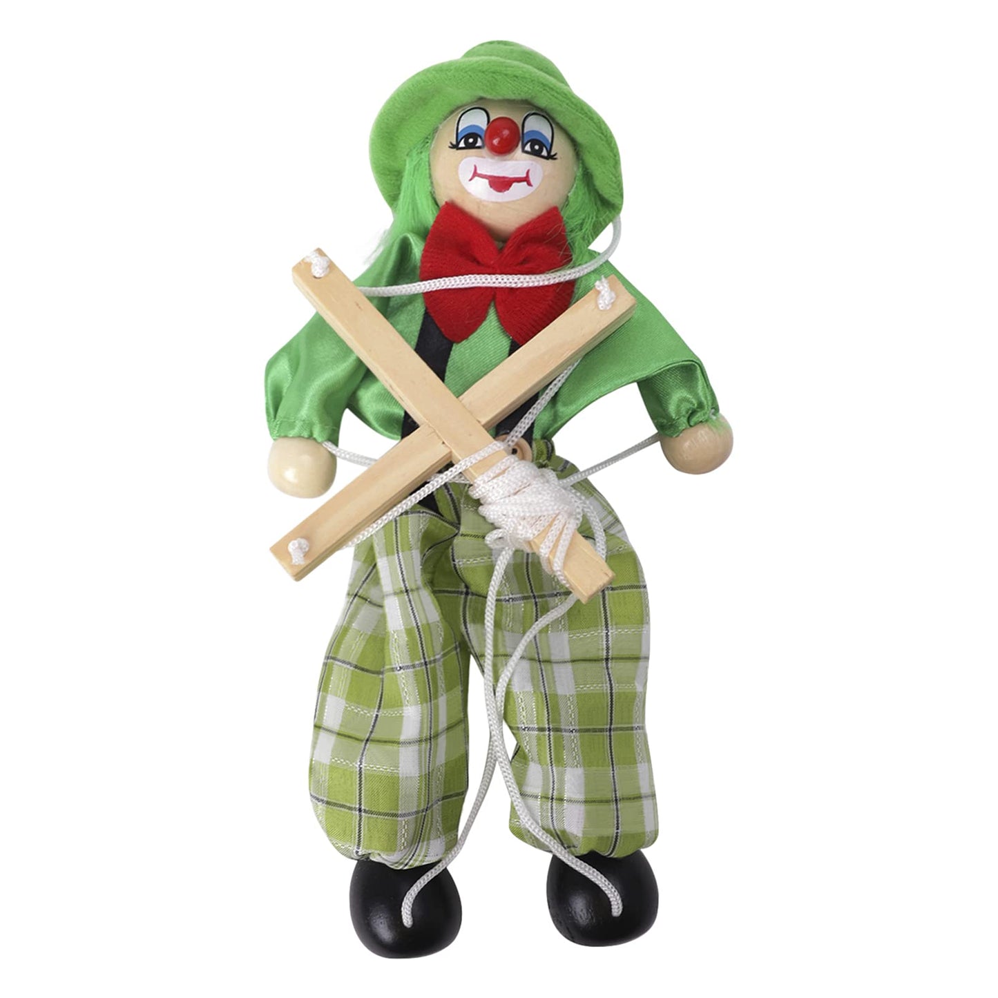 Bxt Hand Puppet Clown Wood Marionette Toys Pull Strings Puppet Doll Movable Hands And Feet,Xmas Parent-Child Interactive Fun Toys Gift
