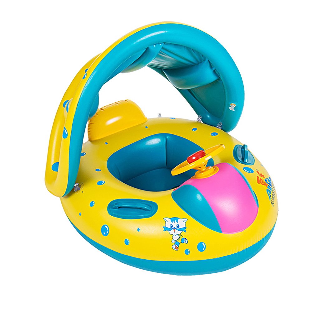 Jellydog Toy Baby Swimming Float  Baby Pool Float with Canopy  Inflatable Infant Pool Swimming Boat with Sunshade  Babies Swimming Float  Baby Pool Toy