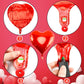 EWUHRY Happy Anniversary Balloons - 16" Silver Letters Banner & 18" Heart Balloons, Wedding Party Decor