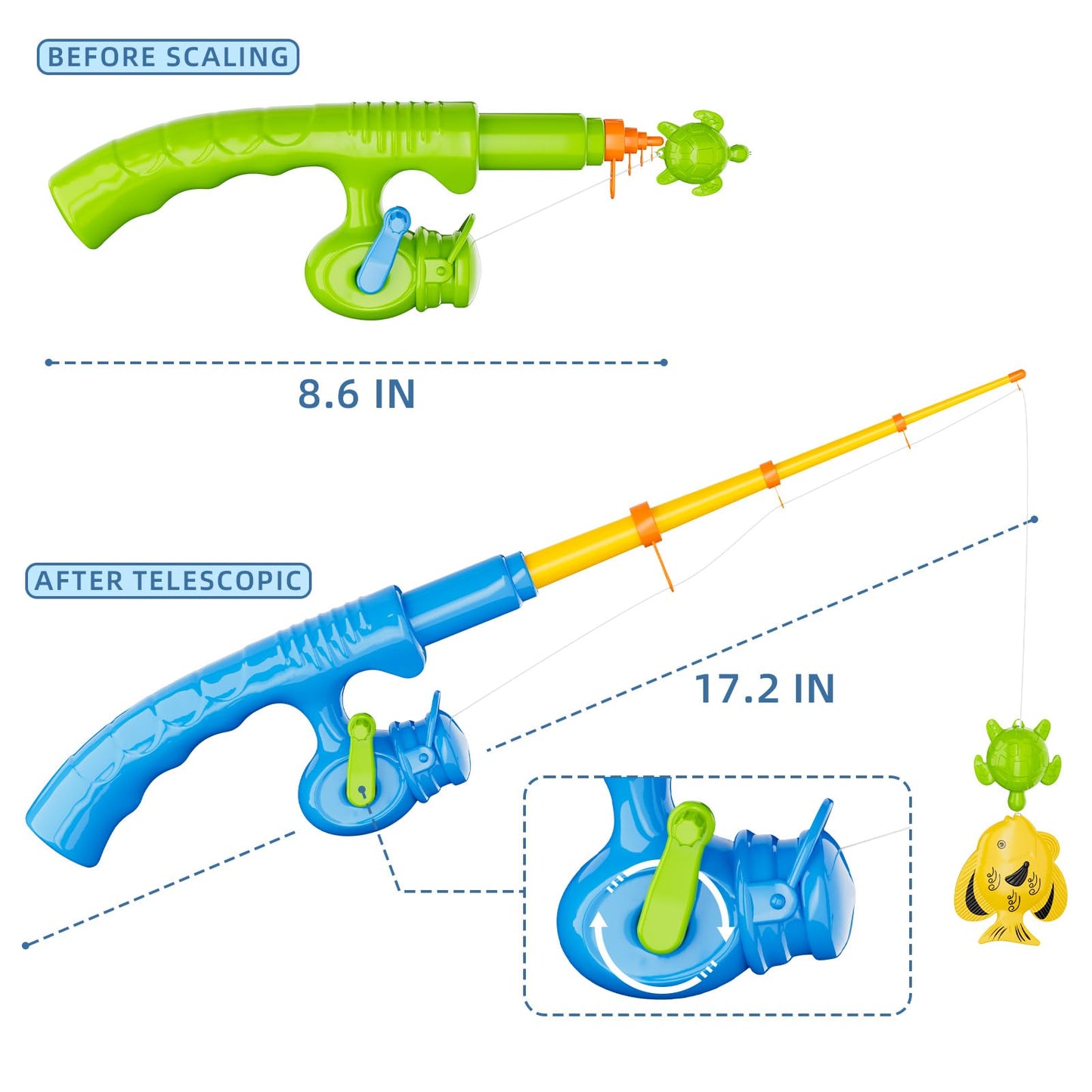 Magnetic Fishing Pool Toys Game For Kids Toddlers 3-5 4-8, Water Table Bathtub Toy With Inflatable Pool Pole Rod Net Plastic Flo