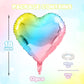 12 Pcs Heart Balloons, 18 inch Rainbow Heart Shaped Balloons, Big Heart Helium Balloons, Heart Love Foil Balloons for Wedding Ba