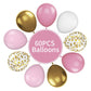 Funhot Pink And Gold Balloons, 60Pcs Retro Pink White Balloons, 12 Inch Metallic Gold Confetti Balloons Helium Light Pink Latex