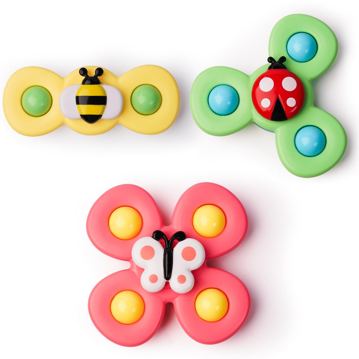 Likee Strong Suction Cup Fidget Spinnerz Sensory Bath Toys For Baby 12 18 Months Airplane Car Travel Table & Window Toys For 1 2 Years Old Toddler Boys And Girls (Insect-1)