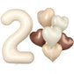 Biapian 40 Inch Cream Number 2 Balloons, Cream White Large 2Nd Birthday Balloons With 18'' Foil Cream Heart Balloon Helium For 2