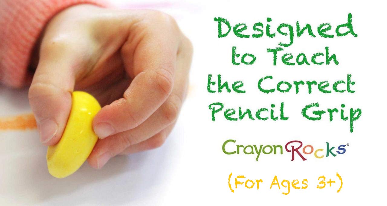 Crayon Rocks Just Rocks in a Box, 16 Colors, Tripod Grip Crayons Made For Handwriting Development in Kids and Toddlers, Fun & Ed