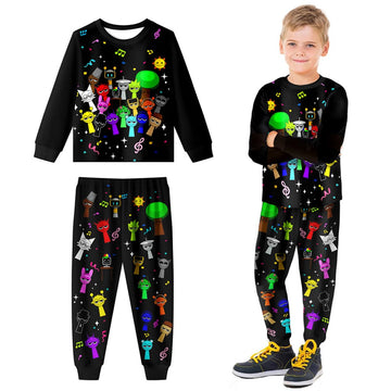 Ajajvoe Kids Tshirts And Pants Music Adventure Tee Shirt Boys Girls Clothing Set 9/10 2Pcs Long Sleeve Game Clothes Outfits Birt