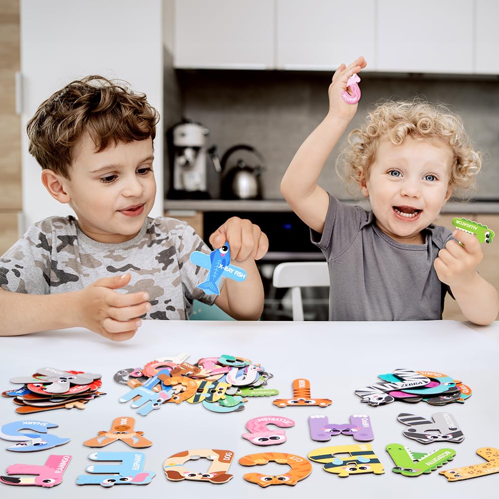 JOYIN Cute Magnetic Letters, 26 Alphabet Fridge Magnets for Toddlers & Kids, Animal Educational Toys, Large Size Preschool ABC S