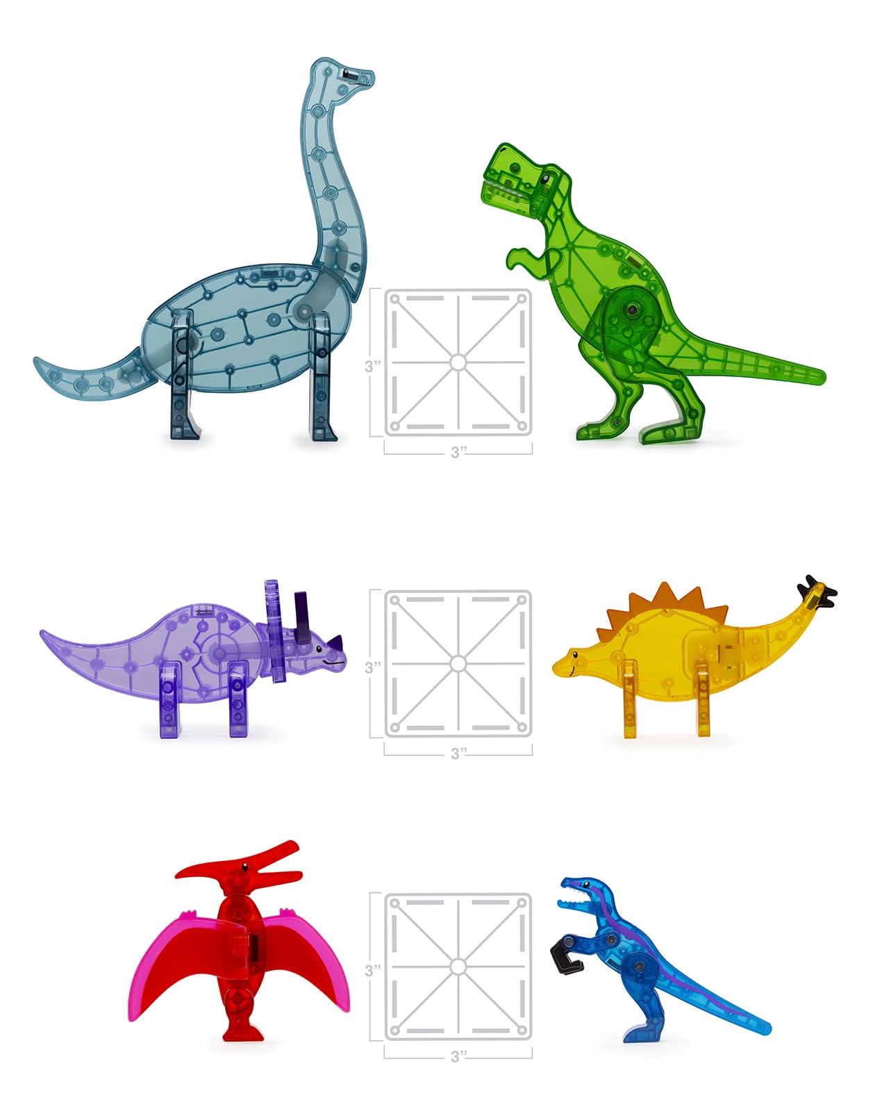 Magna-Tiles Dino World Xl 50-Piece Magnetic Construction Set, The Original Magnetic Building Brand