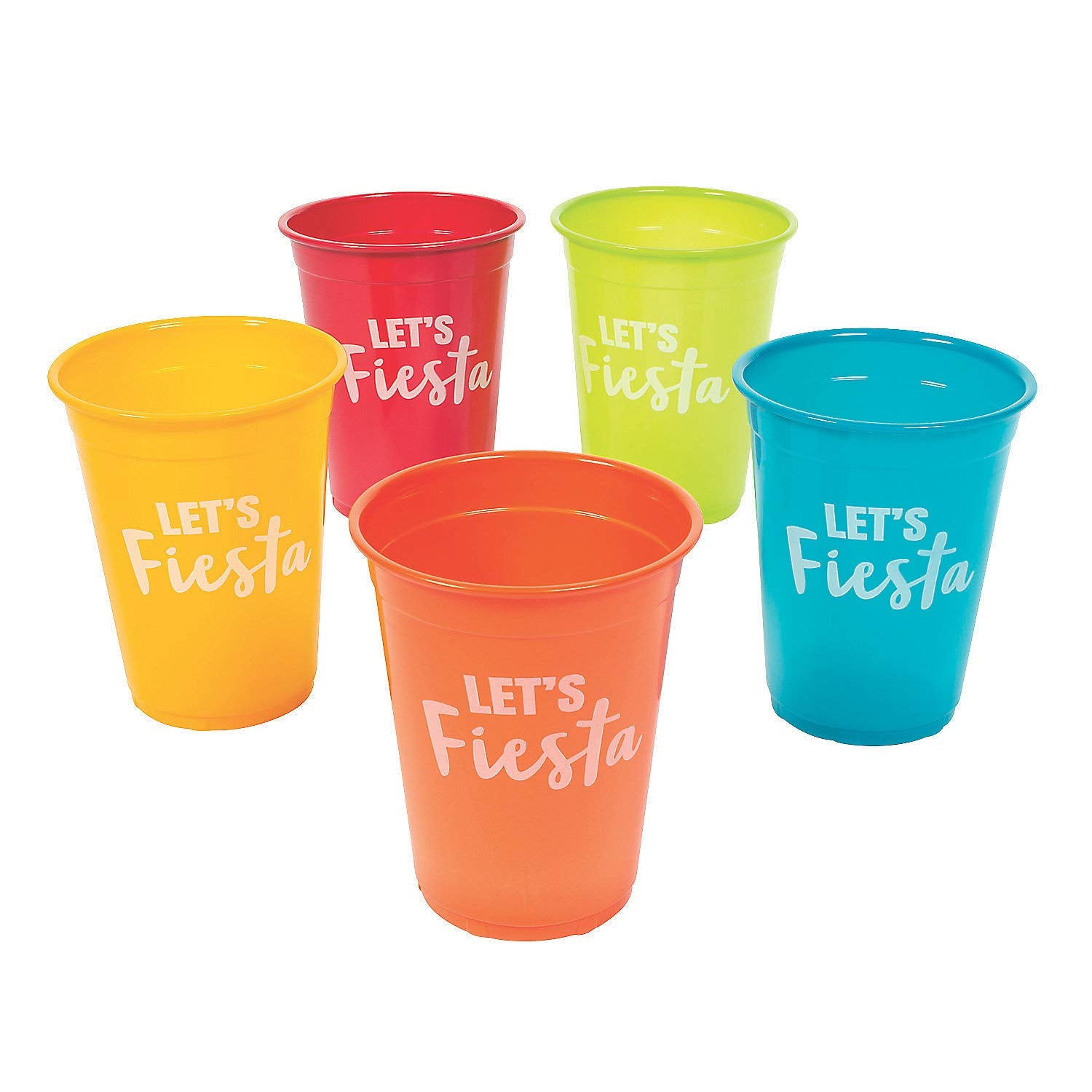 Lets Fiesta Plastic Cups  Bulk set of 50, each cup holds 16 oz  Cinco De Mayo and Party Supplies