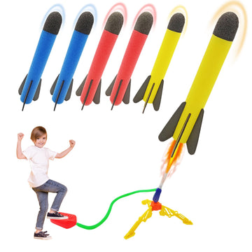 Foam Rocket Launcher For Kids - Includes 3 Foam Rockets And Stand - Outdoor Toy For Boys & Girls - Great For Park, Yard, And Bea