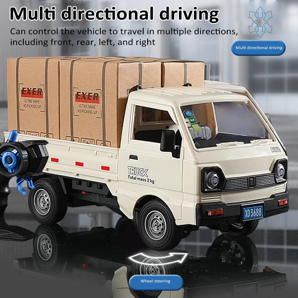 Dodoore Remote Control Car RC Kei Truck,1:16 Scale RC Transporter Pickup Truck, 2.4GHz All Terrain RC Transport Cars with Spray