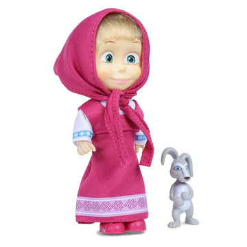 Masha And The Bear 12 Cm Toy Doll | Famous Cartoon | Ideal Gift Set For Girls Kids (Masha With Animal - Pink)